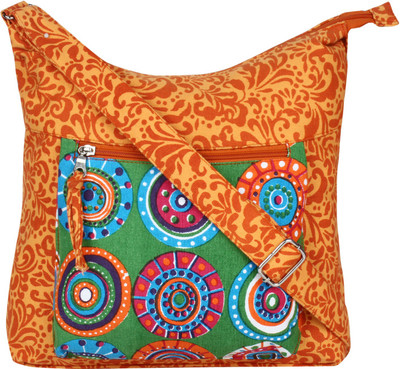 

Anekaant Women Casual Orange Canvas Sling Bag