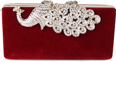

Kleio Women Casual Maroon Velvet Sling Bag