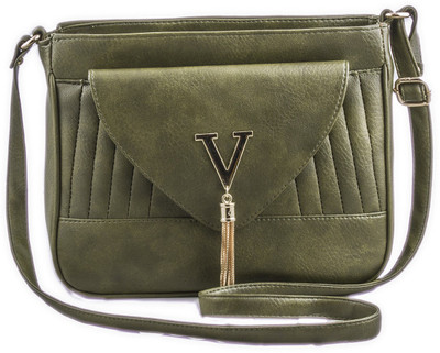 Voaka Women Casual Green PU Sling Bag