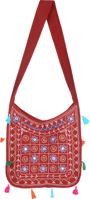 

Rajrang Women Casual Maroon Cotton Sling Bag