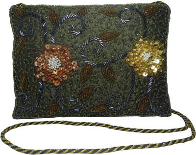 

Avinash Handicrafts Men Casual Green Linen Sling Bag