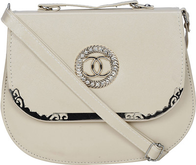

Papsara Women Casual White Leatherette Sling Bag