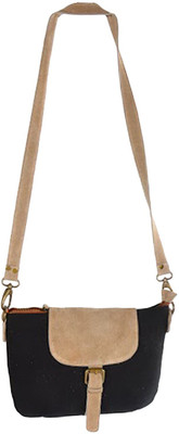 Mankha Women Casual Black Canvas Sling Bag