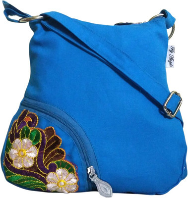 

Fly Angels Women Casual Blue Canvas Sling Bag