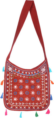 

Rajrang Women Casual Red Cotton Sling Bag