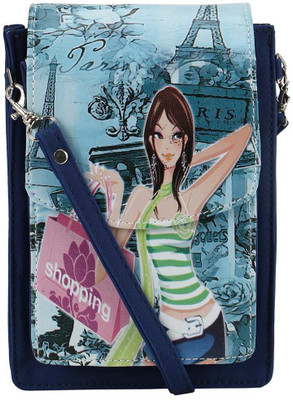 

Coash Women Blue PU Messenger Bag