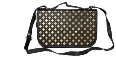 

Kuero Women Casual Black, Gold Leatherette Sling Bag