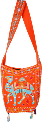

Rajrang Women Casual Orange, Blue Cotton Sling Bag, Blue;orange