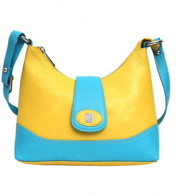 

Hawai Women Casual Yellow, Blue Genuine Leather Sling Bag, Blue;yellow