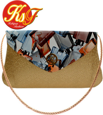 

Kshipra Fashion Girls Evening/Party Gold Leatherette Sling Bag