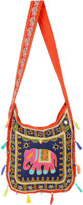 

Rajrang Women Casual Pink, Orange Cotton Sling Bag, Orange;pink