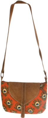 

Mankha Women Evening/Party Orange Canvas Sling Bag
