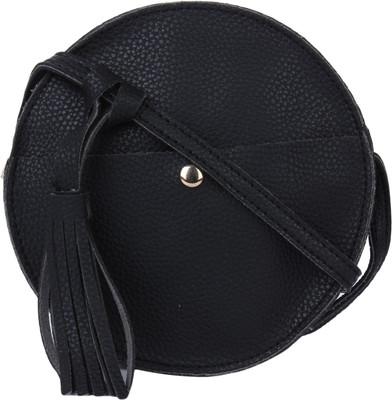 

London Design Girls Casual Black Leatherette Sling Bag