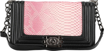 

Bling It On Women Evening/Party Pink, Black PU Sling Bag, Black;pink
