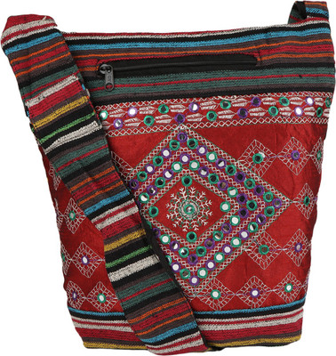 

Fashiondrobe Women Casual Maroon Canvas, Cotton, Silk Sling Bag