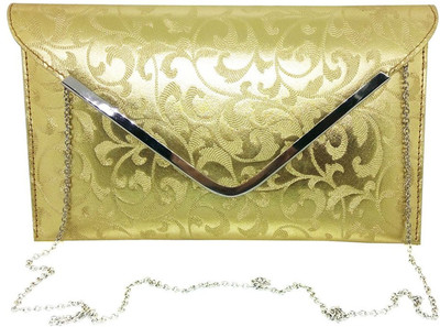 

Rapidcostore Girls Evening/Party Gold PU Sling Bag
