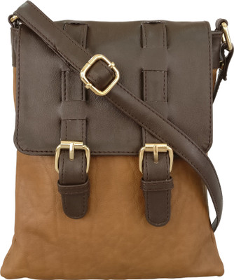 

Toteteca Bag Works Women Casual Tan, Brown PU Sling Bag, Brown;tan