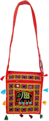 

RTD Women Casual Red, Black Cotton Shoulder Bag, Black;red