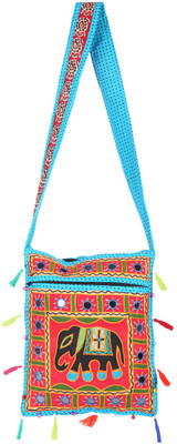 

Rajrang Women Casual Red, Blue Cotton Sling Bag, Blue;red