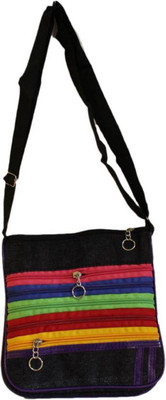 

Rapidcostore Girls Casual Black Denim Sling Bag