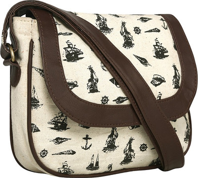 Pickpocket Women Casual White Canvas Sling Bag