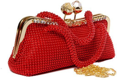 

Nxt Gen Girls Evening/Party Red Metal Sling Bag