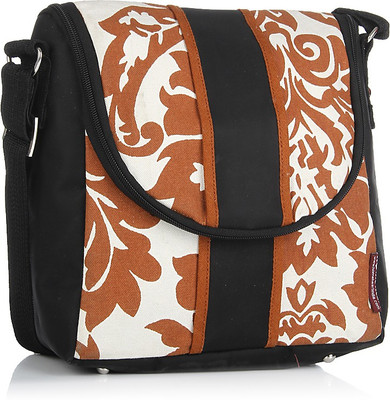 

Home Heart Women Casual Orange, Black, White Canvas, PU Sling Bag, Black;orange;white