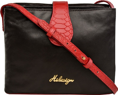 

Hidesign Women Formal Black, Red Genuine Leather Sling Bag