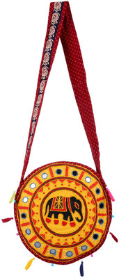 

Rajrang Women Casual Yellow Cotton Sling Bag