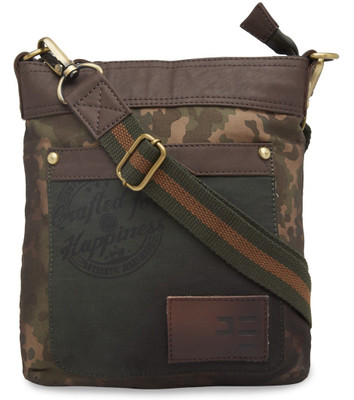

Peter England Men Casual Green Leatherette Sling Bag