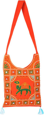 

Rajrang Women Casual Orange Cotton Sling Bag