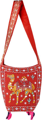 

Rajrang Women Casual Red, Brown Cotton Sling Bag, Brown;red