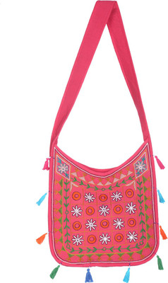 

Rajrang Women Casual Pink, White Cotton Sling Bag