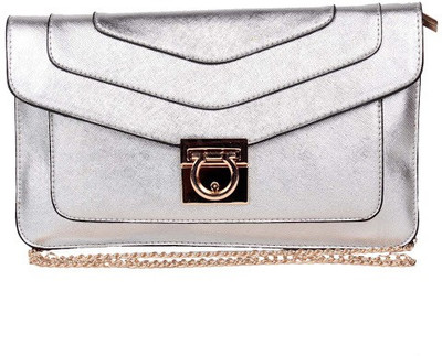 

Trendberry Women Silver PU Sling Bag