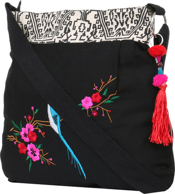 

Pickpocket Women Casual Black Canvas Sling Bag