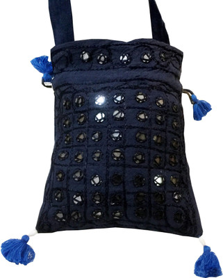 

Minky's Decor Girls Casual Blue Cotton Sling Bag