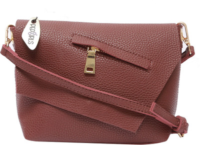 

Pepgirls Girls Casual Maroon Leatherette Sling Bag