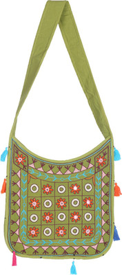 

Rajrang Women Casual Green Cotton Sling Bag