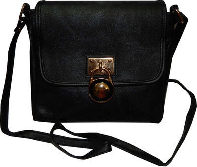 

Navaksha Women Black PU Sling Bag