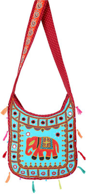 

Rajrang Women Casual Blue, Red, Red Cotton Sling Bag