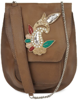 

Fume Men & Women Brown Genuine Leather Sling Bag