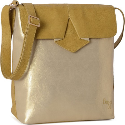 

Baggit Women Casual Gold Rexine Sling Bag