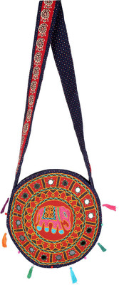 

Rajrang Women Evening/Party Red, Blue Cotton Sling Bag, Blue;red