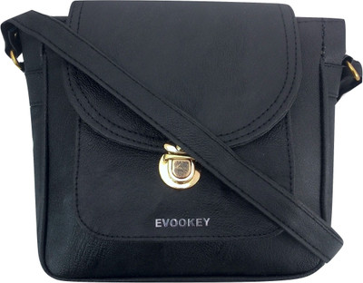 Evookey Women Casual Black PU Sling Bag