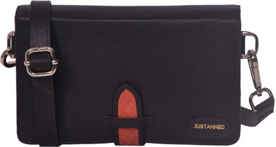 

Justanned Women Casual Grey, Orange Genuine Leather Sling Bag