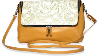 Dhruva Girls Casual Beige Genuine Leather Sling Bag