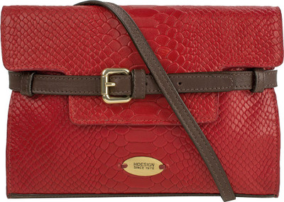 

Hidesign Women Formal Red, Brown Genuine Leather Sling Bag, Brown;red