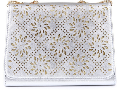 

Kleio Girls Casual Silver PU Sling Bag