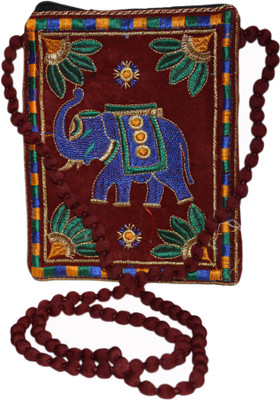 Vedic Deals Girls Evening/Party Brown Canvas Sling Bag
