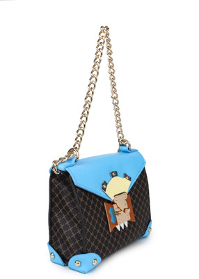 

Amatra Women Casual Brown, Blue Leatherette Sling Bag, Blue;brown